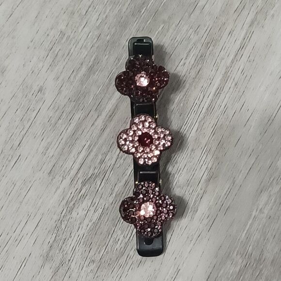 Multi-Toned Pink Rhinestone Floral Black Hair Clip - Picture 2 of 3